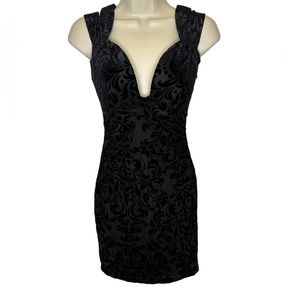 Beautiful Like New Size Small “Little Black Dress” Black Velvet pattern mini